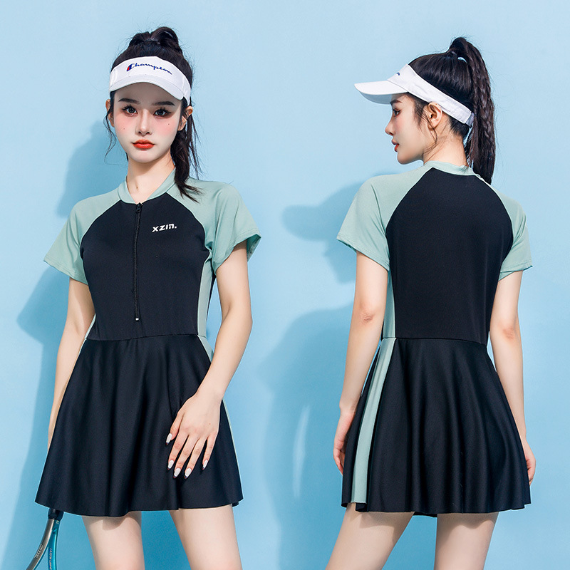 Young Women'S Formal Wear - Dames zwemjurk met lange mouwen, ritssluiting