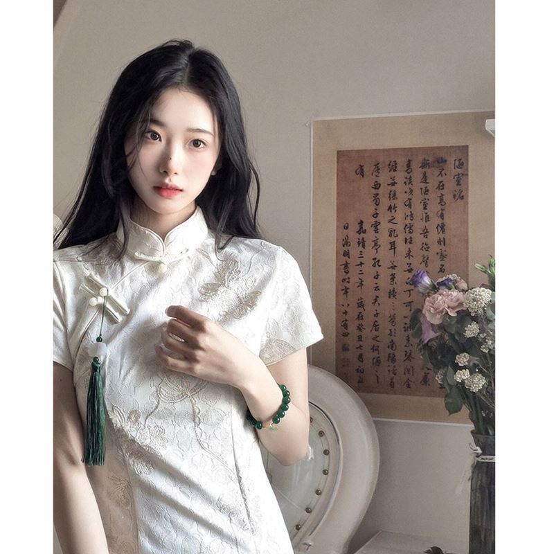 Young Women'S Formal Wear - Traditionele Chinese zomer retro trend witte