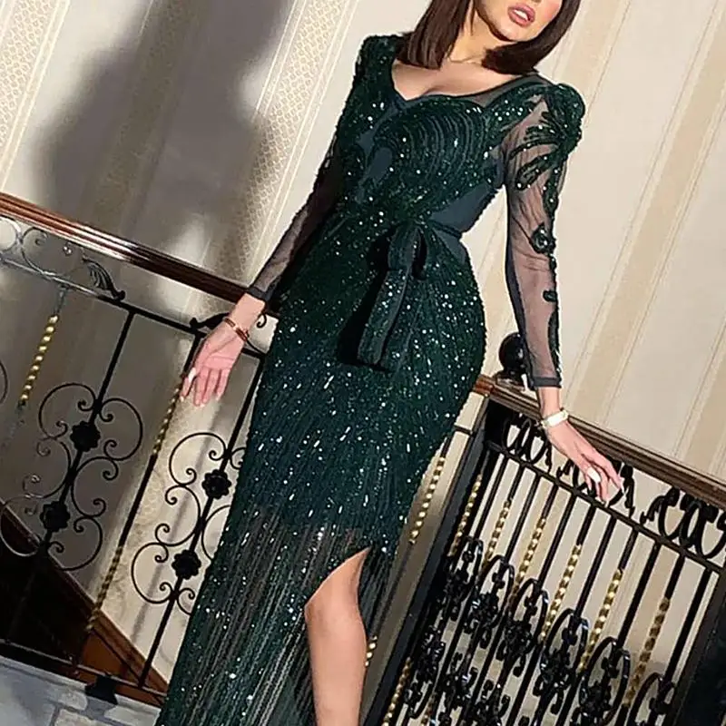 2026 Nieuwe Mode V-hals Sprank - Women'S Green Formal Wear recensie en prijs