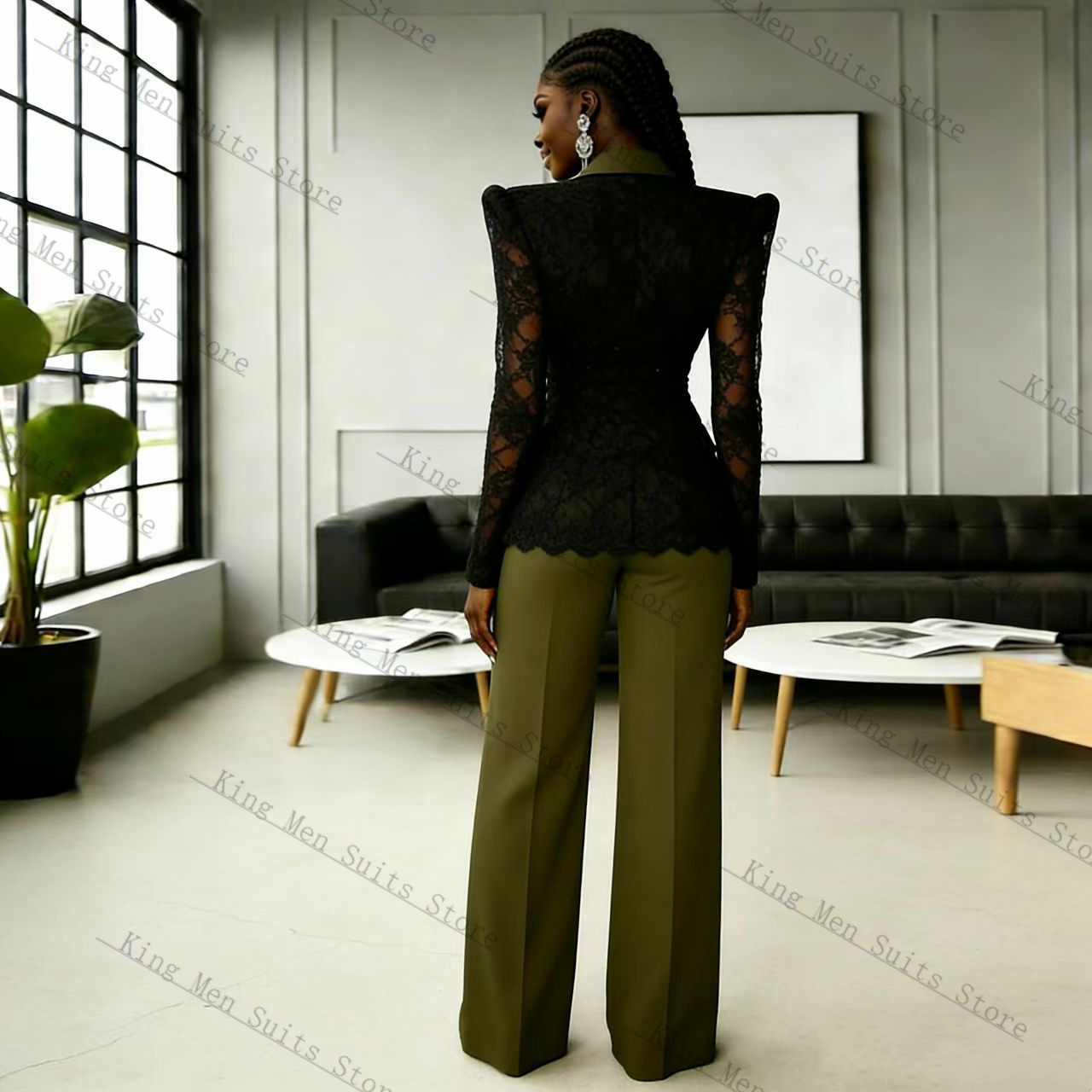 Groen Zwart Kant Vrouwen Pak S - Women'S Green Formal Wear recensie en prijs