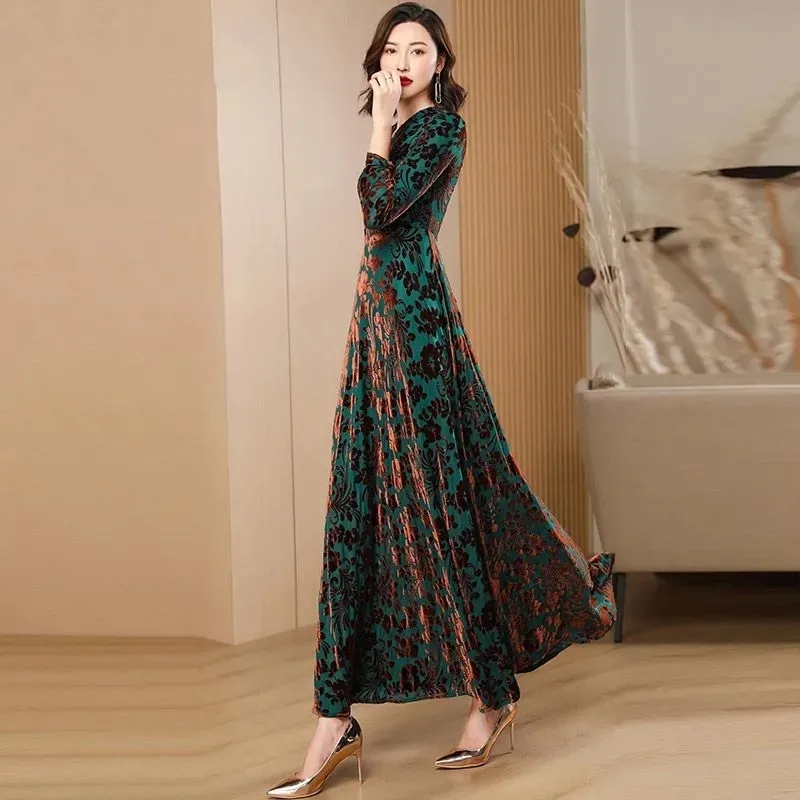 Lente Herfst Nieuwe Goud Fluwe - Women'S Green Formal Wear recensie en prijs