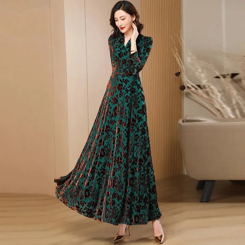 Lente Herfst Nieuwe Goud Fluwe - Women'S Green Formal Wear recensie en prijs